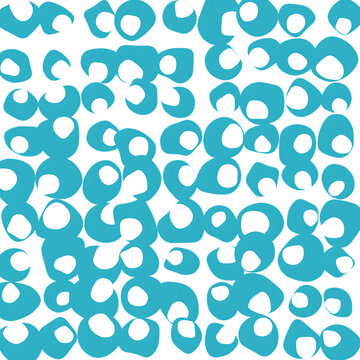 Abstract geometric pattern with interconnected circular shapes in blue and white transparent background