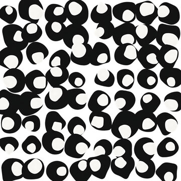 Abstract black and white circular pattern design with overlapping shapes transparent background