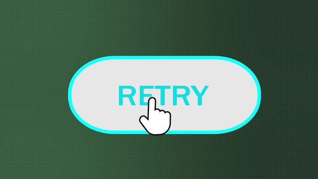 Animated Cursor clicking cyan retry button on dark grid background for software recovery or gaming.