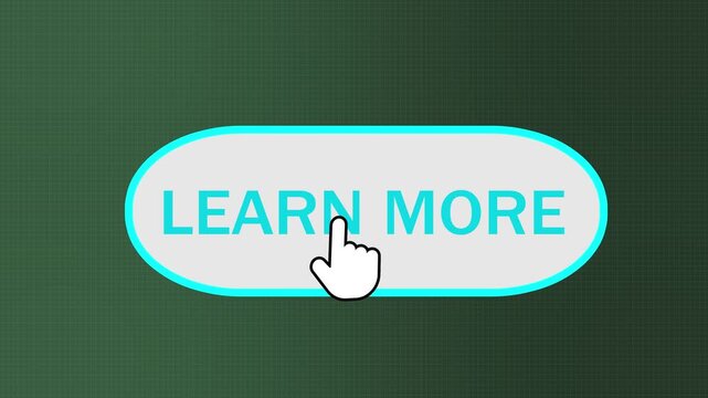 Interactive 'Learn More' Button Click Animation with Mouse Cursor on Grid Background, Ideal for Web Design, Educational Content, and Digital Marketing