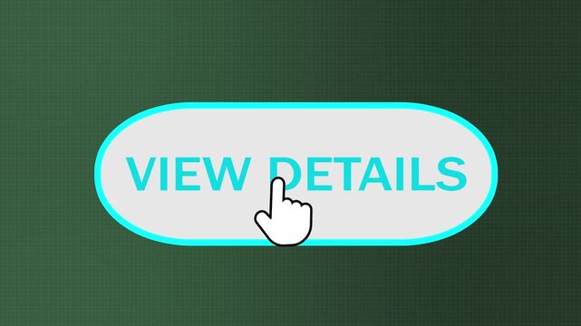 Mouse cursor clicking cyan View Details button on dark green grid background for website navigation and call to action.