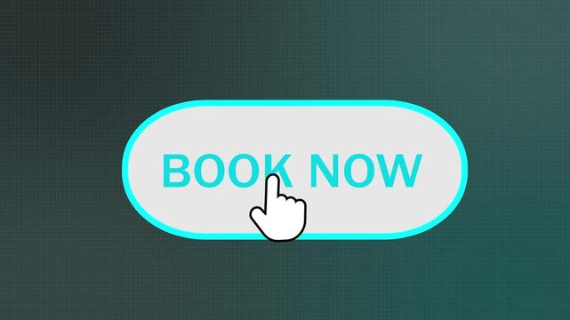 Animated 'Book Now' Button Click with Mouse Cursor on a Modern Digital Grid Interface, Illustrating Online Reservation and E-commerce Action for Websites and Mobile Applications.