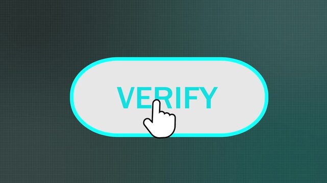 digital verify button click animation with glowing ui elements for secure online authentication. secure verification process animation with interactive button for web and app ui ux design.