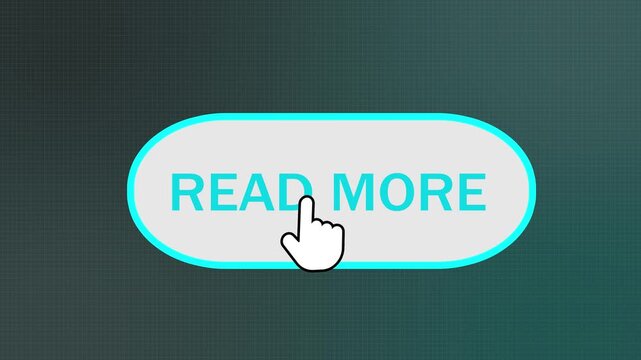 Mouse Cursor Clicking Turquoise Read More Button on Dark Grid Background for Digital Navigation and Web Interface Design Call to Action