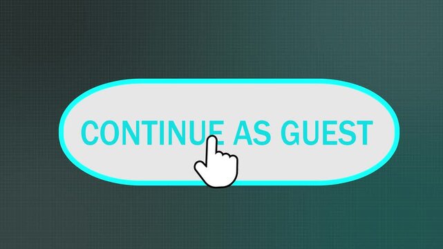 Continue As Guest Button with Clicking Mouse Cursor Animation on a Digital Grid Background. User Interface Element for Web, App, or Software Interaction, Representing Temporary Access, Anonymous Brows