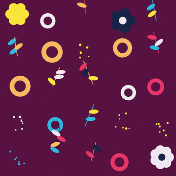 Colorful abstract geometric shapes with floral elements on transparent background transparent background
