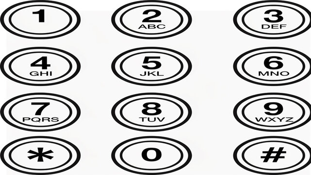 Oval Shaped Telephone Keypad Numbers and Symbols on White Background image photo