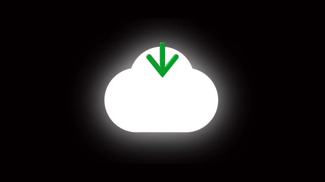 Animated cloud download with green arrow for web UI and digital interface animation  4k Video.