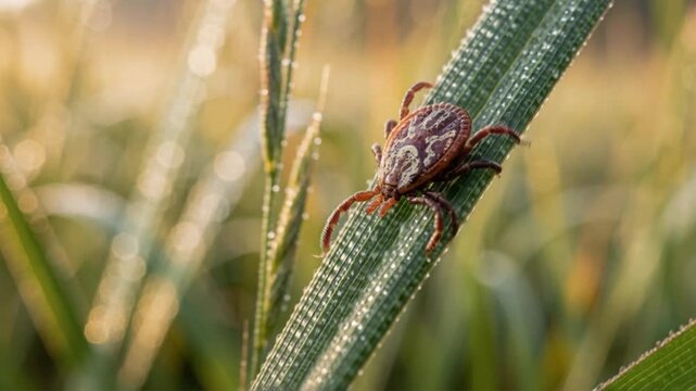 american dog tick in shenandoah national park virginia usa close up morning light video