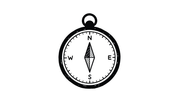 Vintage compass pointing north direction