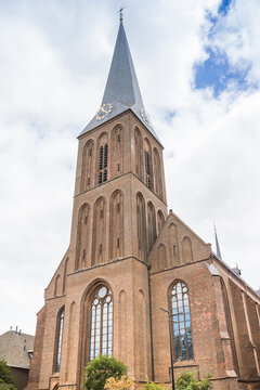 Tower of the historic Saint Lambert Basilica in Hengelo, Netherlands