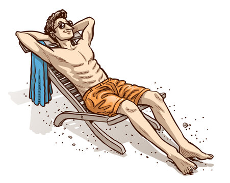 sunbathing men