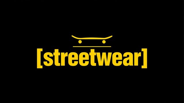 Yellow skateboard streetwear logo with brackets