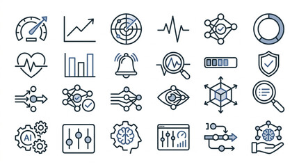 Fototapeta premium Collection of modern technology and data analysis icons.