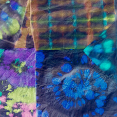 Colourful Shibori Tie Dye. Abstract Paint Poster. © Olga