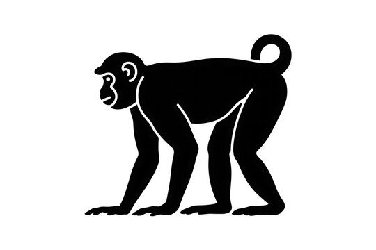 Black silhouette monkey walking upright