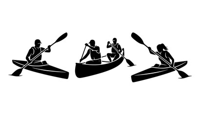 Kayaking and Canoeing SilhKayaking and Canoeing People Silhouette Vector Icon Set for Outdoor Water Sports River Adventuouette Vector Set with Male and Female Rowers Paddling Boats for Sports Designs  © Sakib