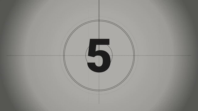 Retro Countdown Timer 10 Seconds, Film Reel Start Graphic, Vintage Movie Intro