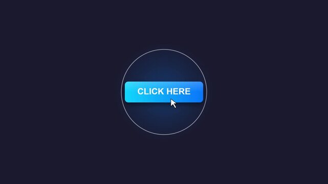 Click here blue button on black background 4k animation
