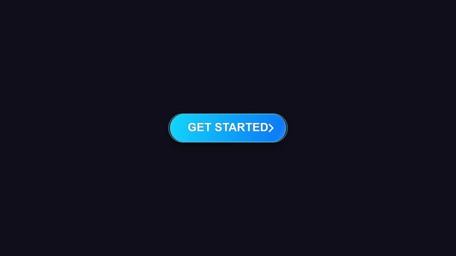 Get started button animation isolated on dark background