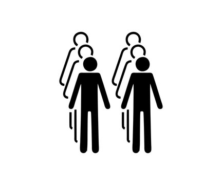 BP 004: Line up or queue in twos icon sign. Behaviour of the public vector design and illustration.
