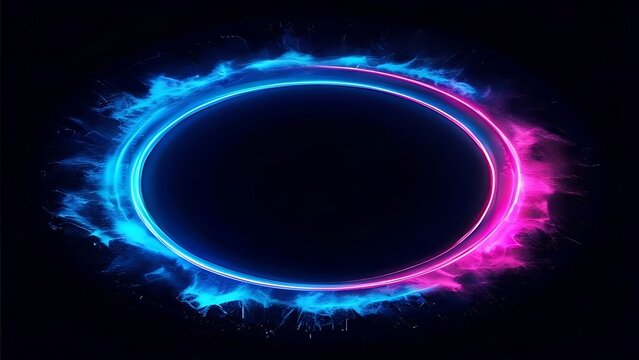 Vibrant electric energy ring neon light.