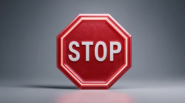 red stop road sign, prohibited, Stop traffic sign, 3d render illustration for apps and web design, Wall Stop Sign.