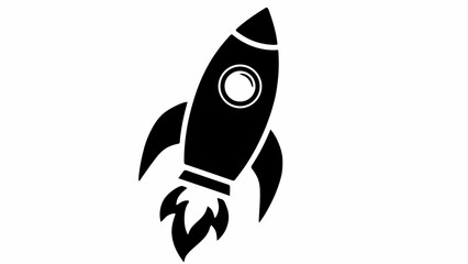 Rocket ship launch silhouette icon space startup project vector illustration © MstShelpy