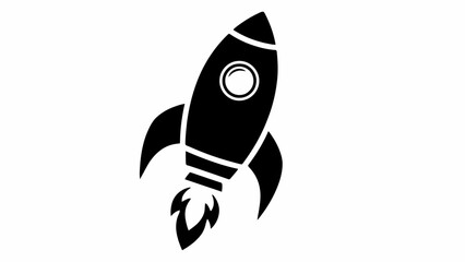 Rocket ship launch silhouette icon space startup project vector illustration © MstShelpy