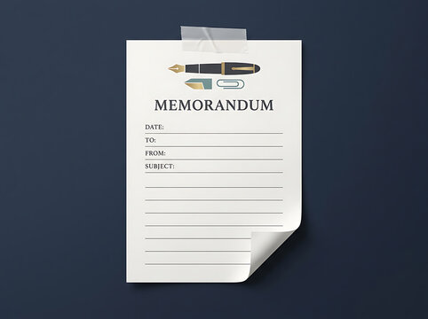 Blank memorandum paper note with pen icon