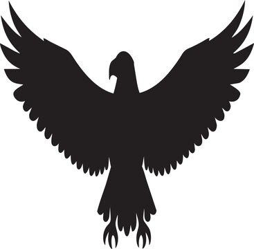 Eagle Wings Spread Silhouette Vector Icon Isolated on Transparent Background