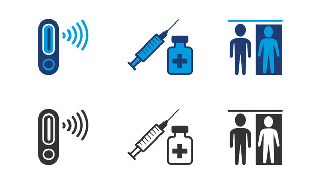 Healthcare and technology icons vaccination contact tracing and public health safety symbols