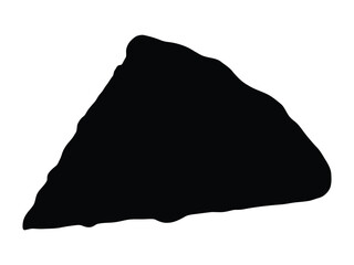 A black silhouette of a rough triangular rock or stone fragment, isolated on a white background, flat for nature © Design Planer