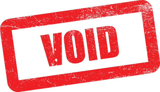 Red 'void' stamp distressed texture on white background