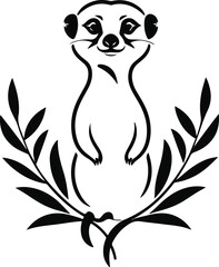 Minimal Meerkat Emblem, Bold Black Outline, Upright Minimalist Silhouette, Clean Wildlife Svg 2 © mdrubel