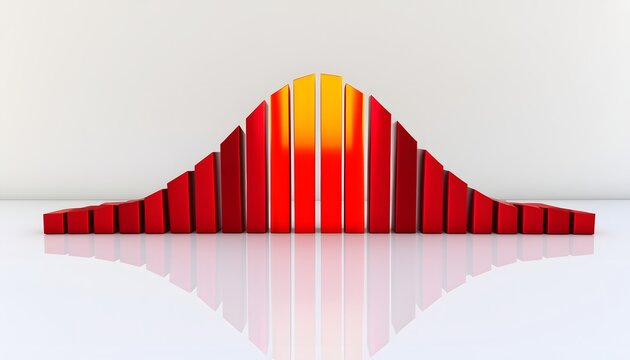 A colorful 3D bar graph with a bell-shaped curve on a white background