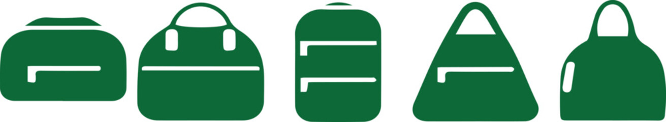 Five green backpack styles illustration set © Mukhlisur