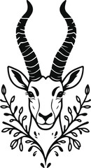 Minimal Antelope Emblem, Bold Black Outline, Elegant Horn Symmetry, Premium Outdoor Vector 2 © mdrubel