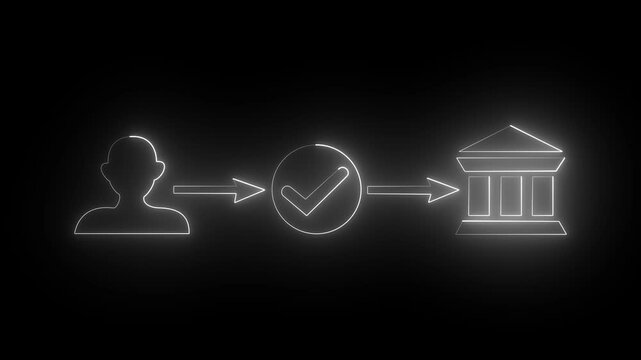 Neon payment and secure online banking transaction concept. , verifying digital transfer through , safe, and seamless financial service. neon icon 4k video