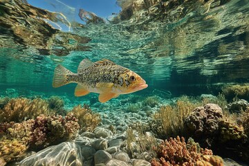 Fototapeta premium endangered fish in crystal-clear lake
