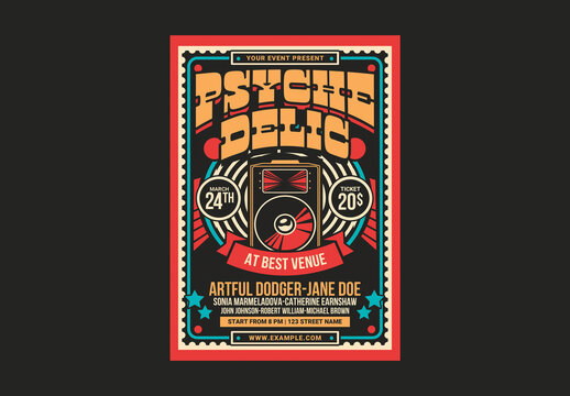 Retro Music Psychedelic Flyer