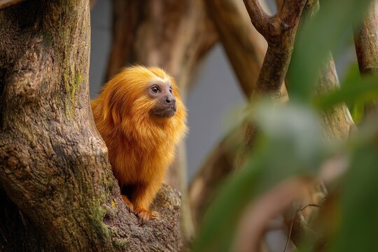 golden lion tamarin on a shrinking tree