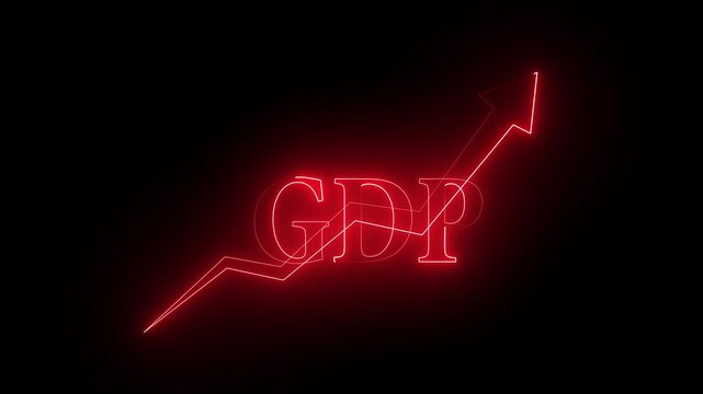Neon red color GDP Growth Animation with Rising Arrow Graph t  4k video
