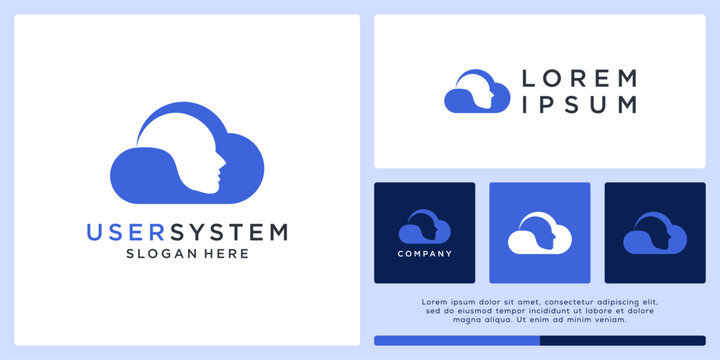User system logo design with head and cloud