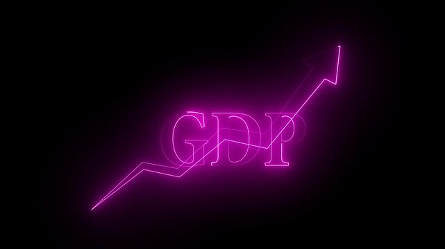 Neon pink color GDP Growth Animation with Rising Arrow Graph  4k video