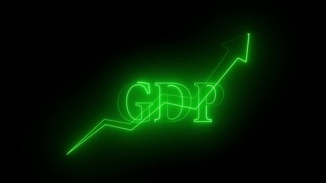 Neon green color GDP Growth Animation with Rising Arrow Graph 4k video
