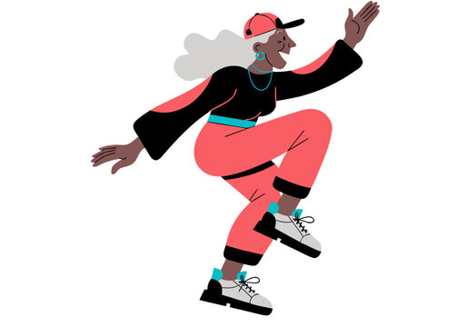 Young skateboarder performing dynamic trick in streetwear, active lifestyle illustration representing skateboarding, movement, freedom, youth and urban culture