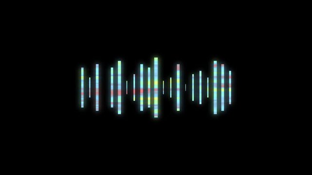 Music equalizer, for music party, 4k footage Sound waveform spectrum animation, audio visualizer lines isolated on black background, podcast voice soundwave animation 4k