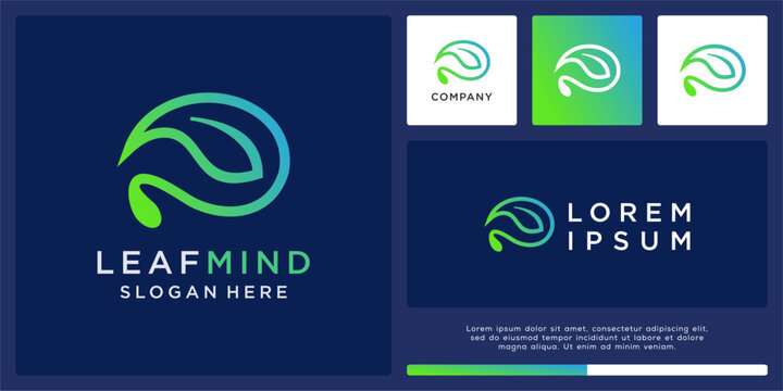 Leaf mind logo design template