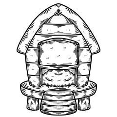 Hand Drawn Wooden Chicken Coop Sketch © Je
